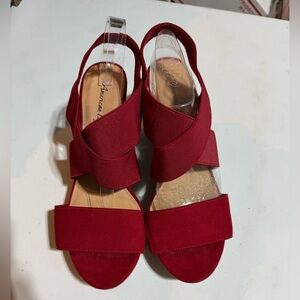 American Eagle Red Wedged Sandals